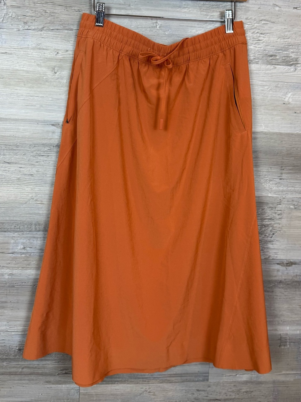 Athleta Size 14 Trekkie North A-Line Skirt Terracotta Rust Orange Zipper Pockets